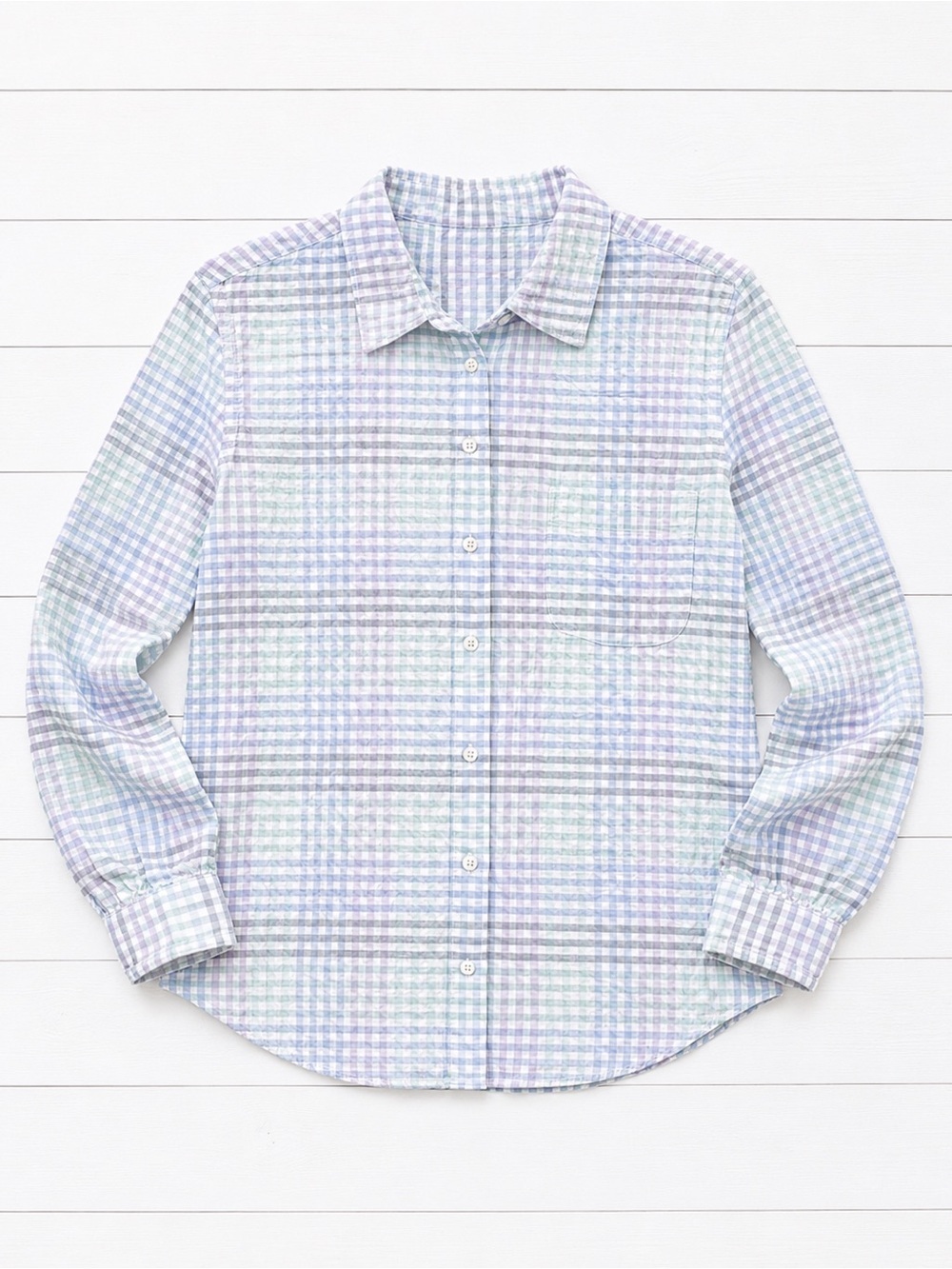 LL Bean Vintage Pastel Gingham Button-Down Shirt - Size XL - Picture 3 of 5
